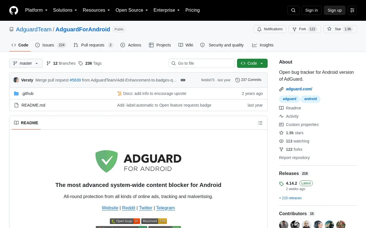 Adguard For Android homepage screenshot