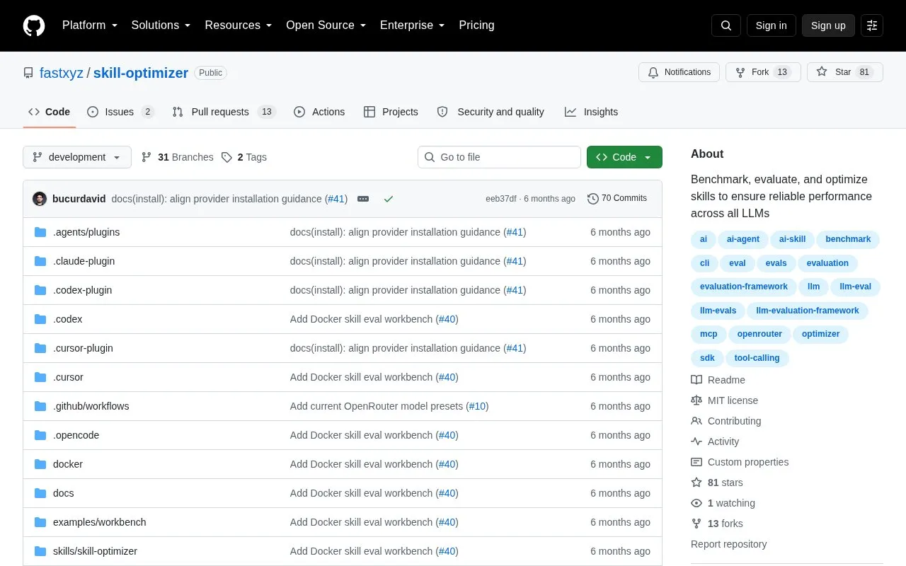 skill-optimizer homepage screenshot