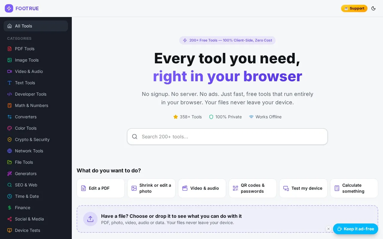 ToolBox homepage screenshot