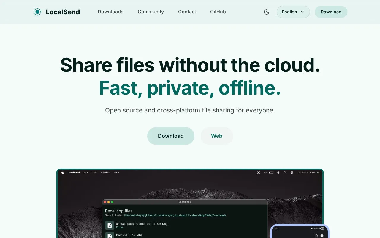 LocalSend homepage screenshot