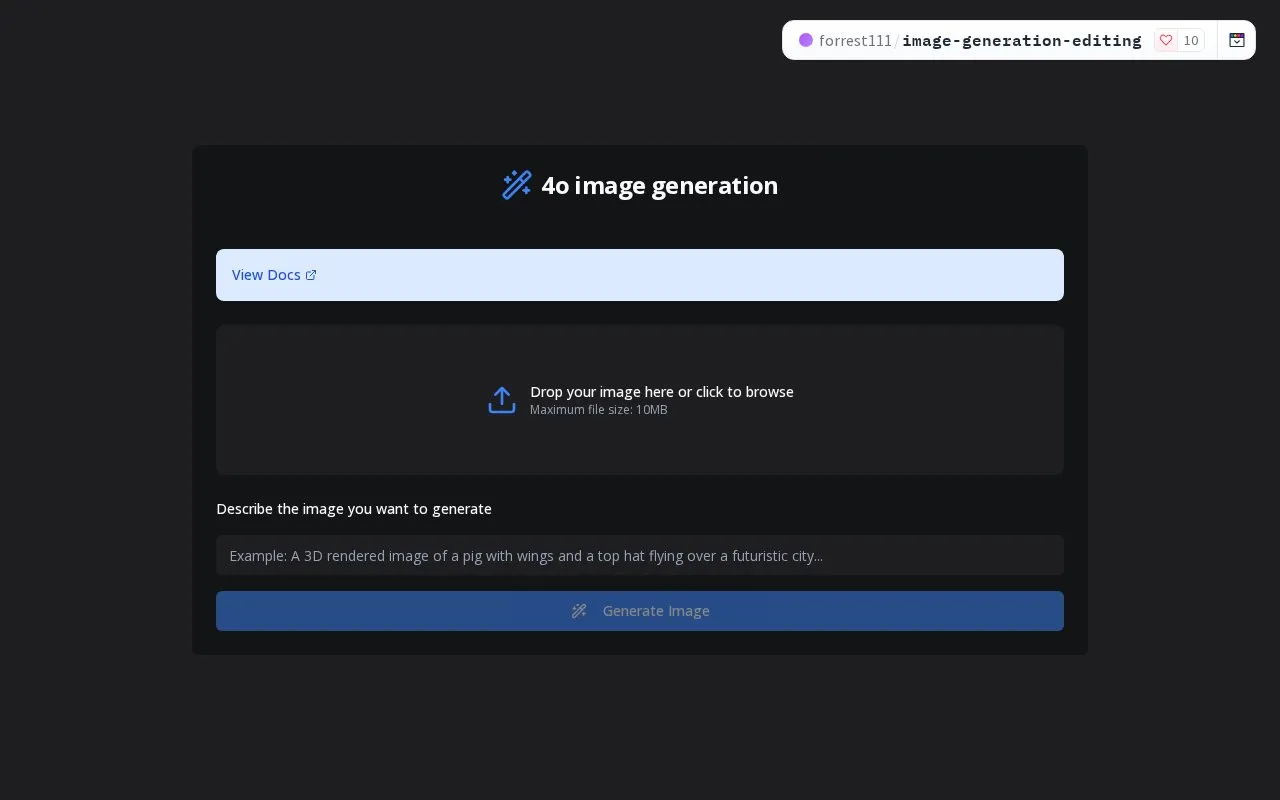 Image Generation & Editing homepage screenshot