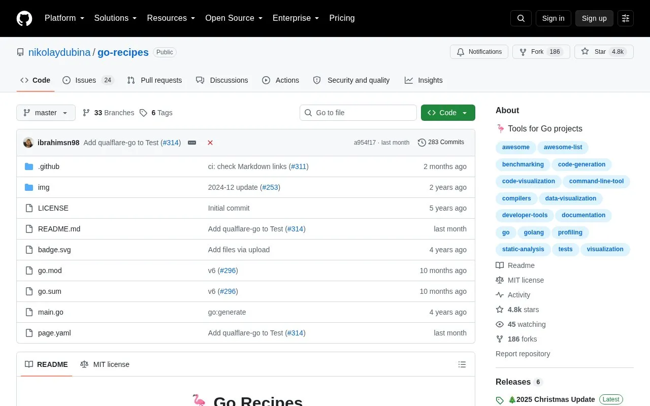 Go Recipes homepage screenshot