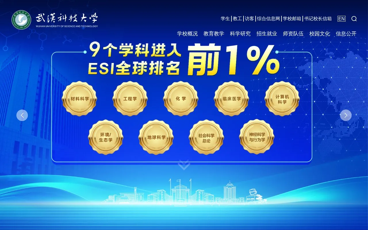 Wuhan University of Science and Technology homepage screenshot