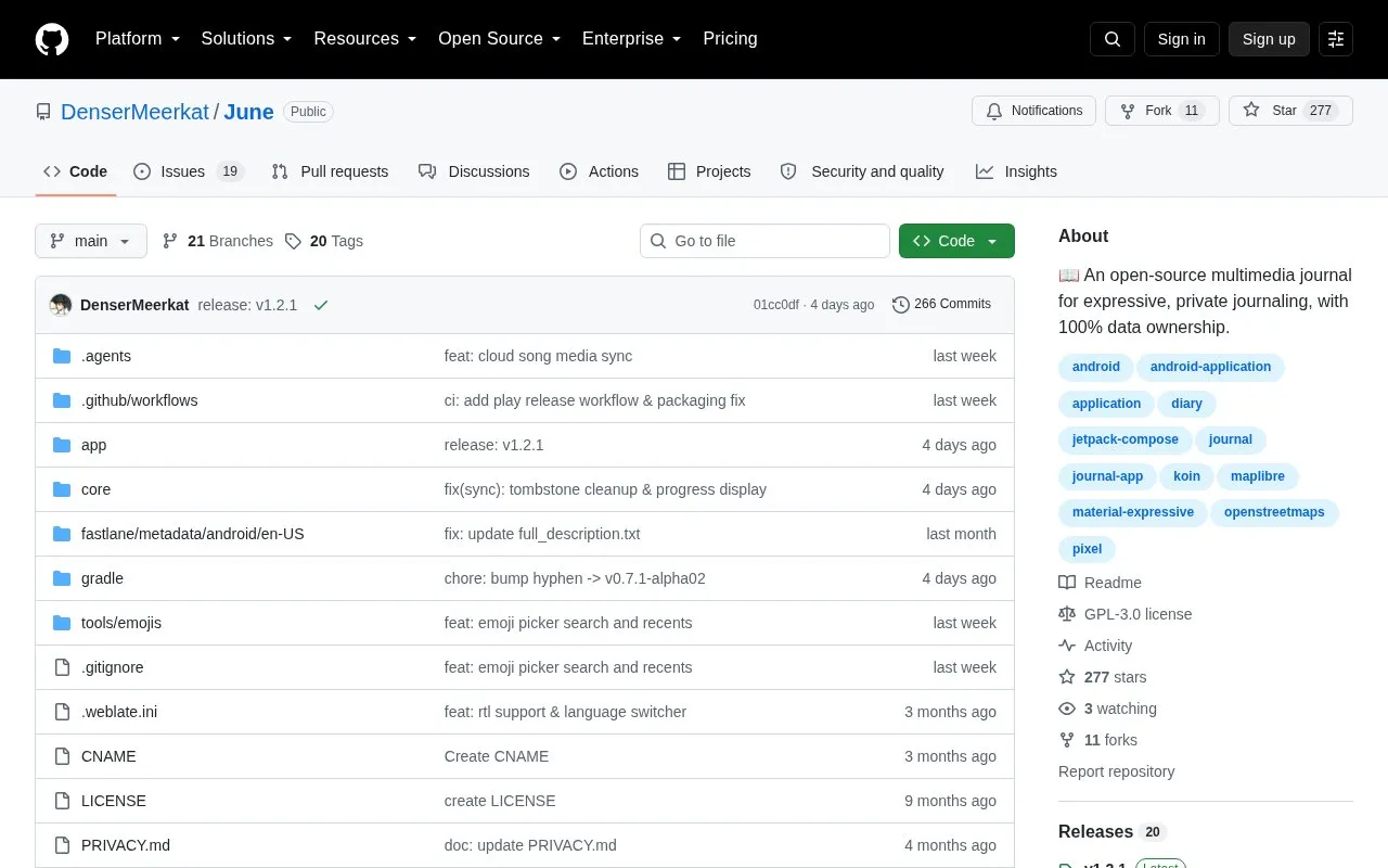 June homepage screenshot