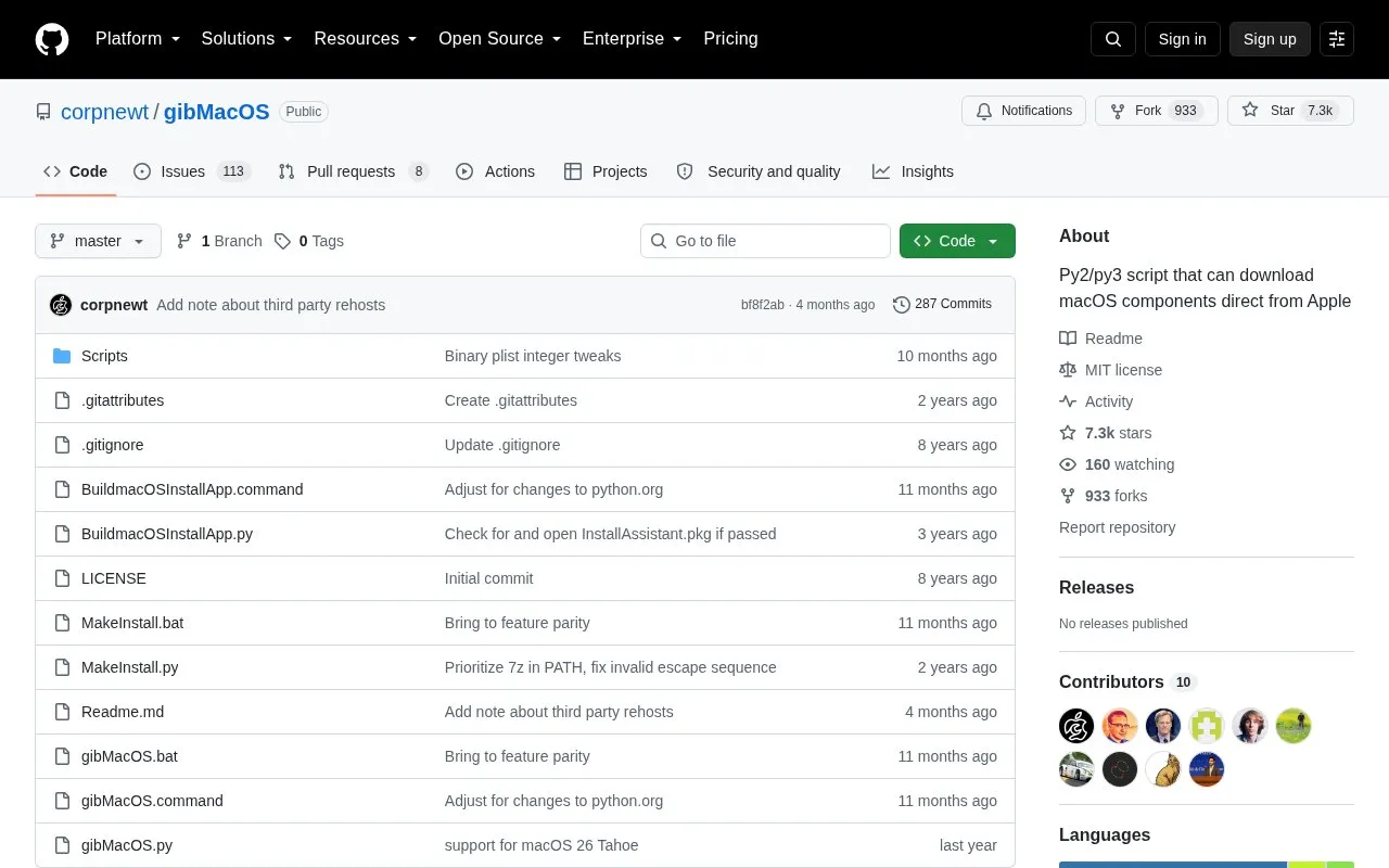 gibMacOS homepage screenshot