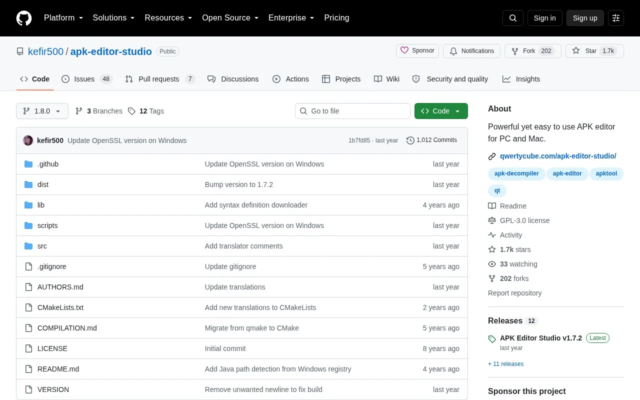 Apk Editor Studio homepage screenshot