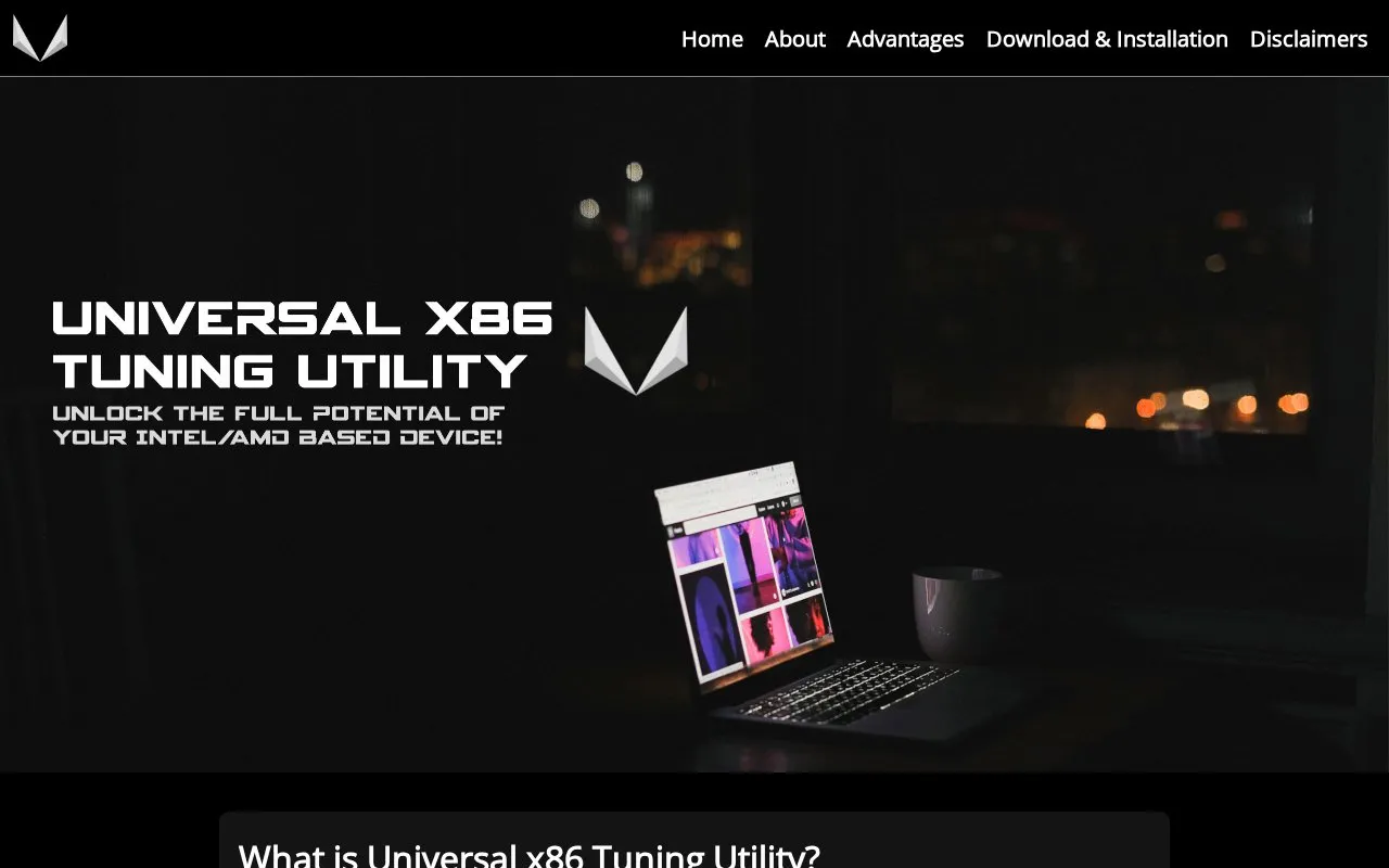 Universal x86 Tuning Utility homepage screenshot