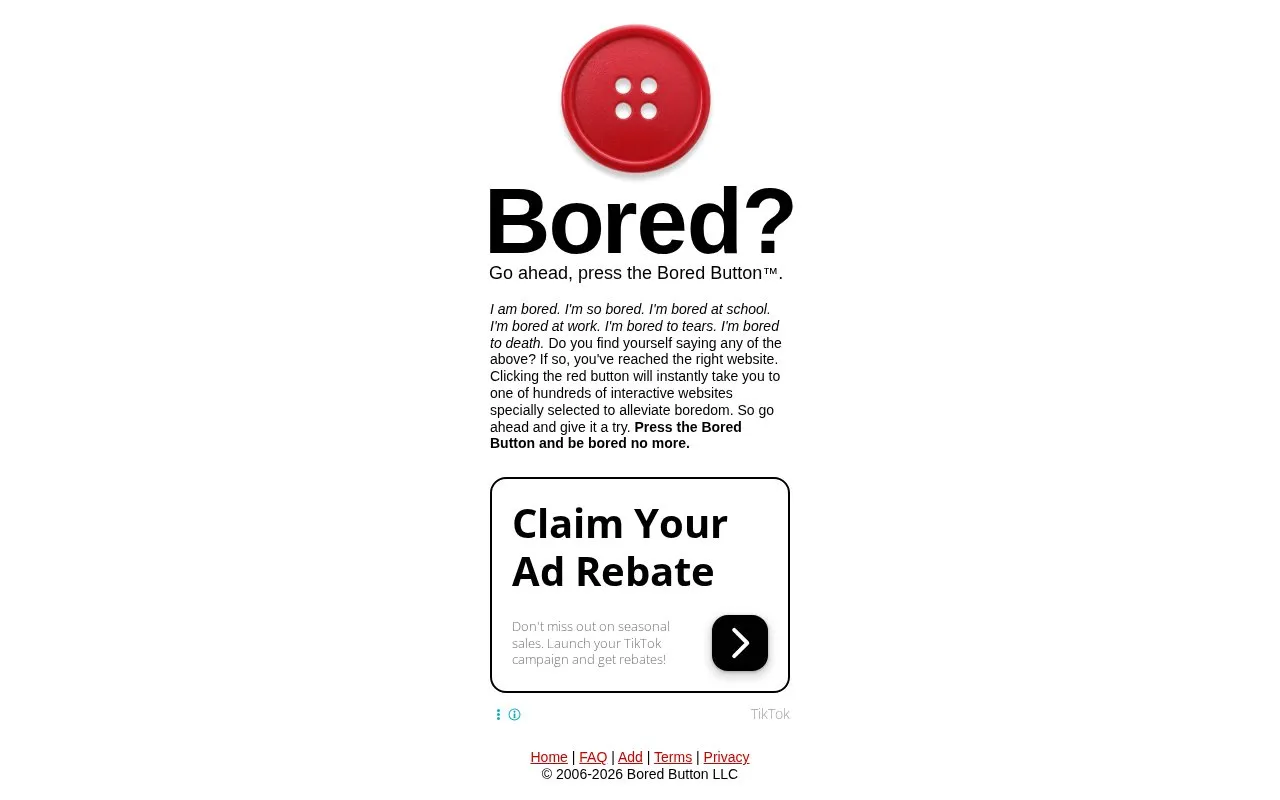 BoredButton homepage screenshot