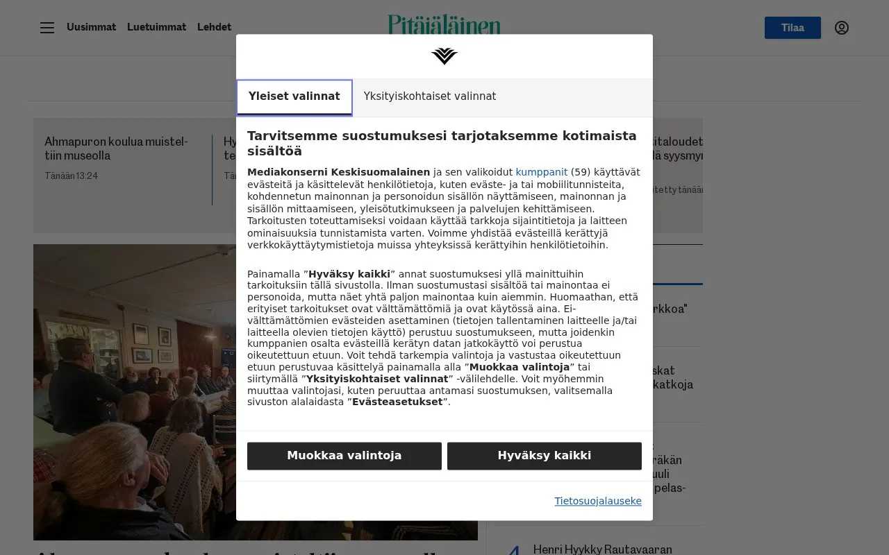 Pitäjäläinen homepage screenshot