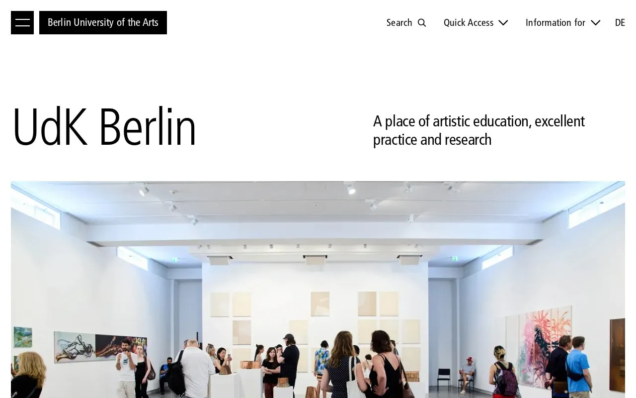 Universität der Künste Berlin homepage screenshot