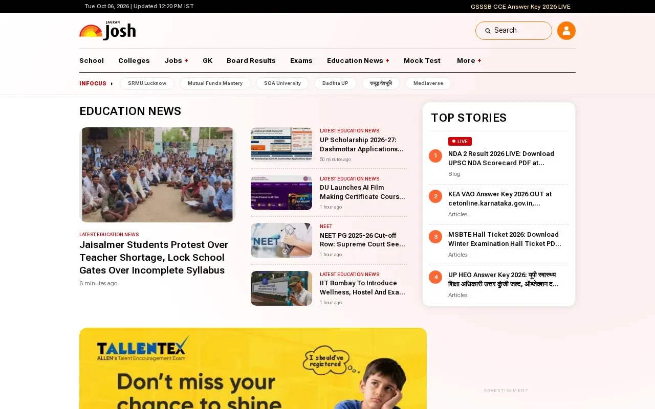 Jagraan Josh homepage screenshot