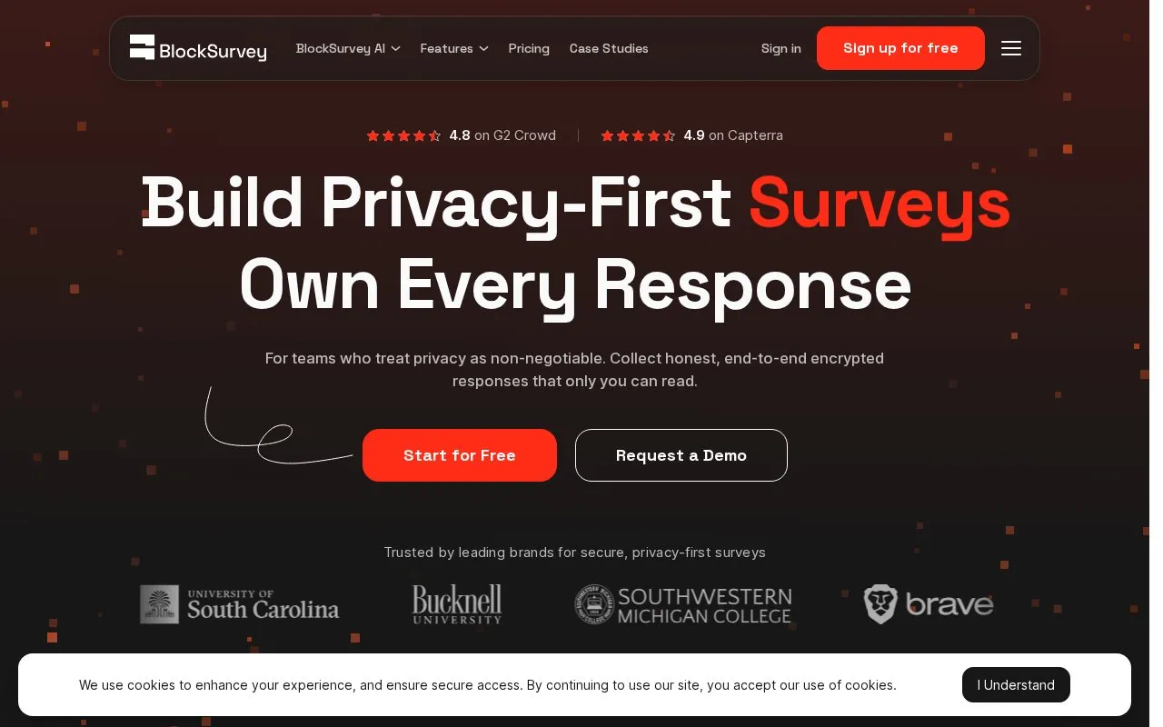 BlockSurvey homepage screenshot