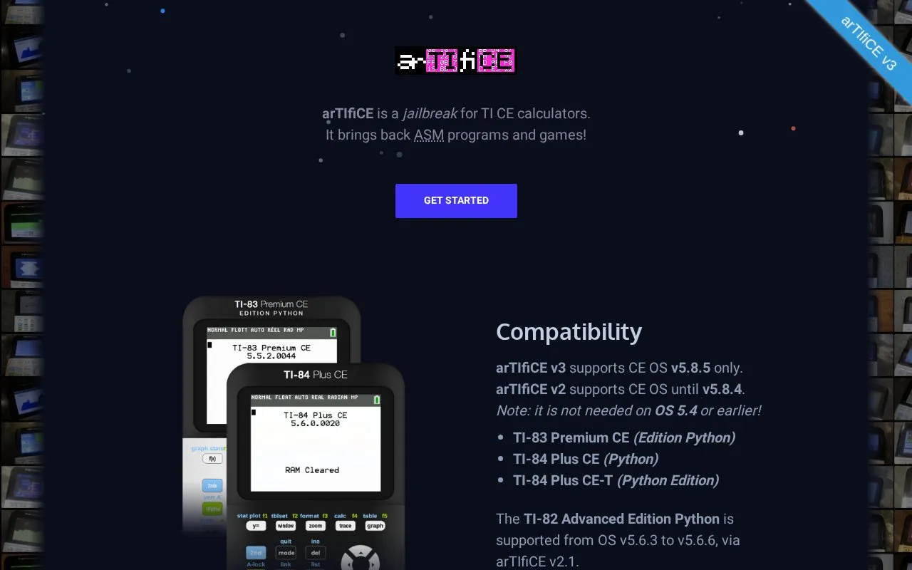 arTIfiCE homepage screenshot