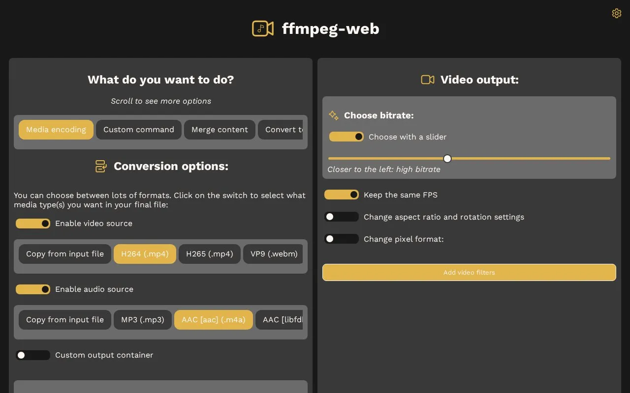 ffmpeg-web homepage screenshot
