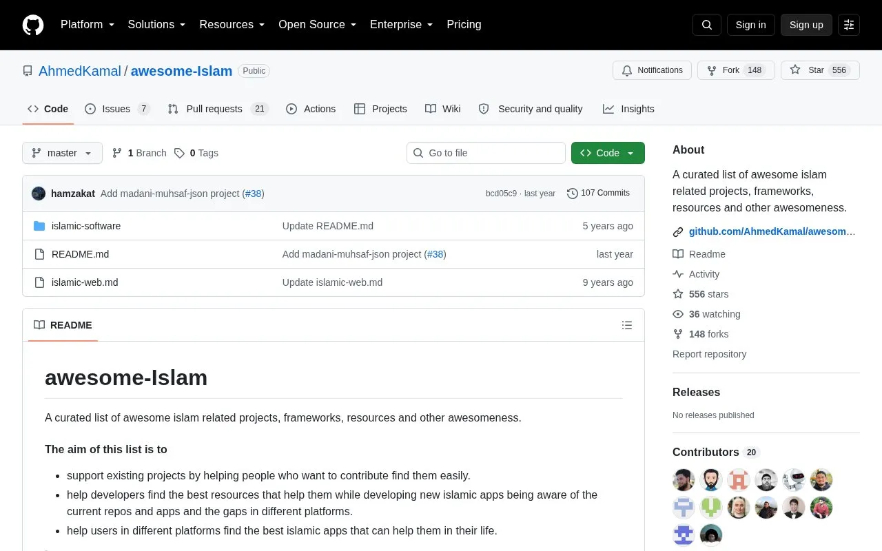 Awesome Islam homepage screenshot
