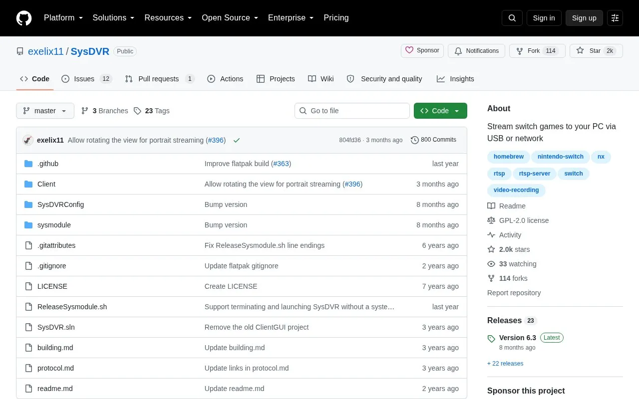 SysDVR homepage screenshot