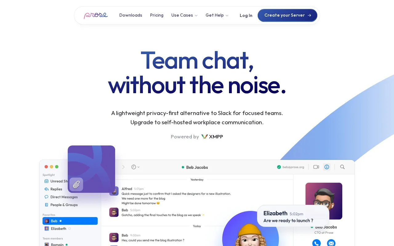 Prose homepage screenshot