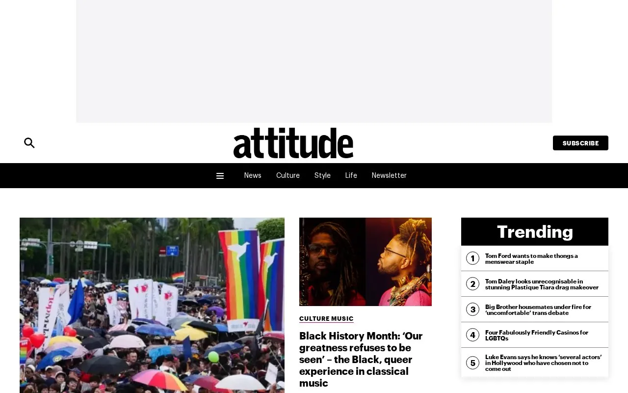 Attitude homepage screenshot