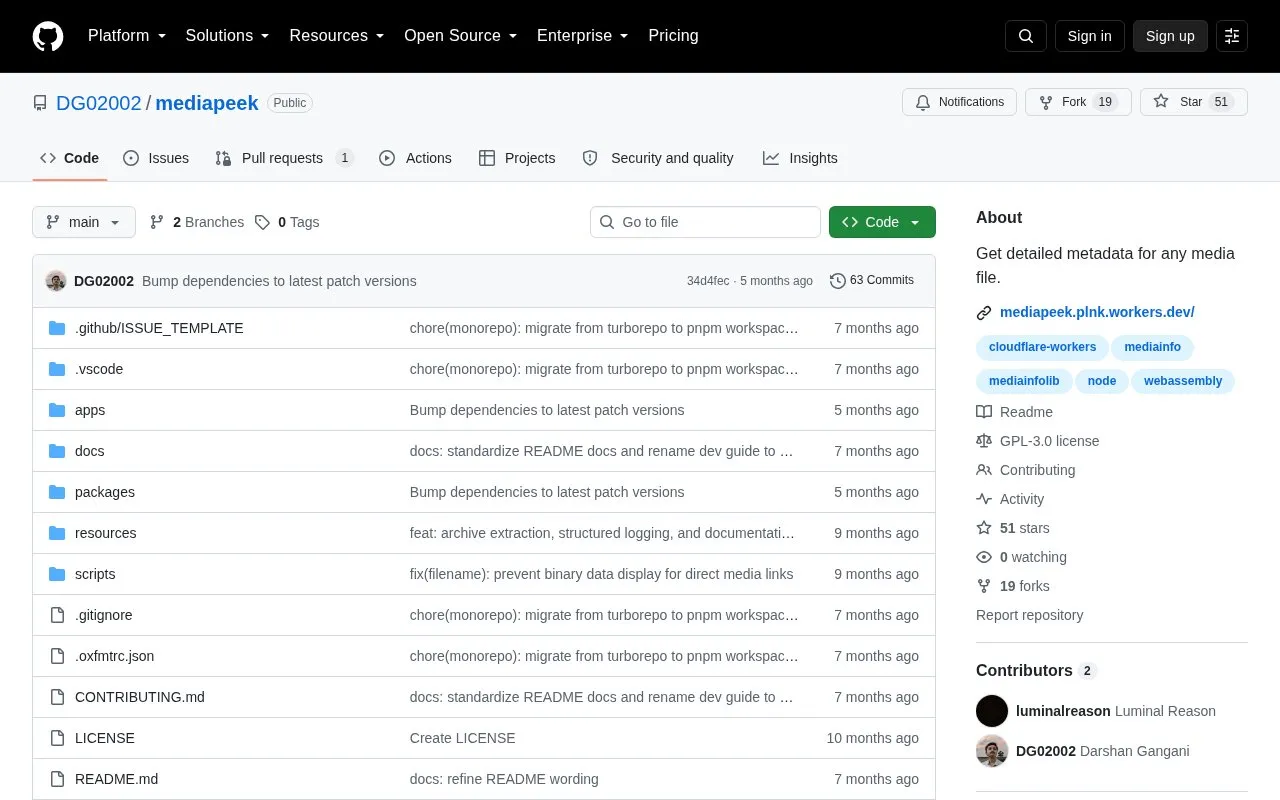 Mediapeek homepage screenshot