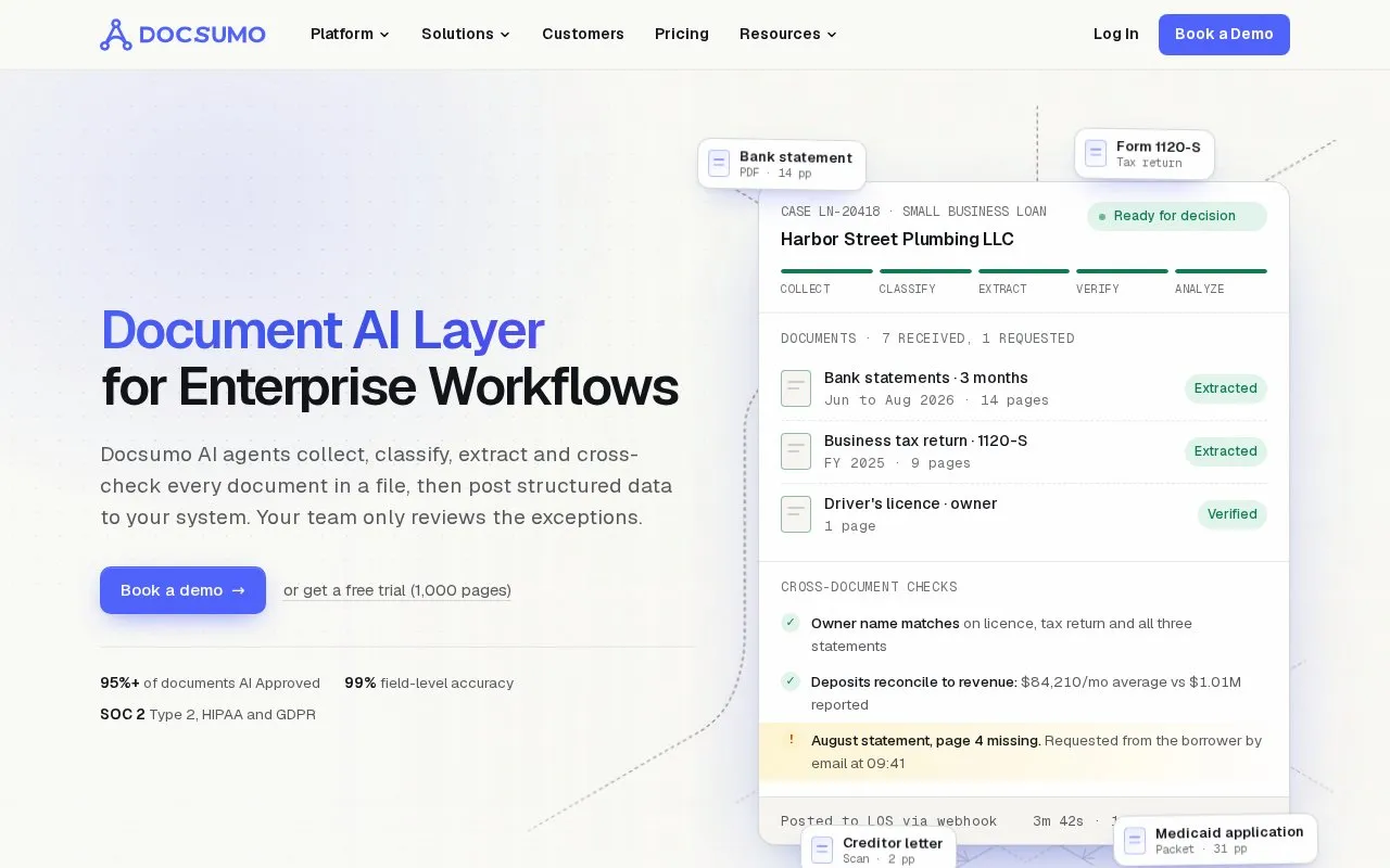 Docsumo homepage screenshot