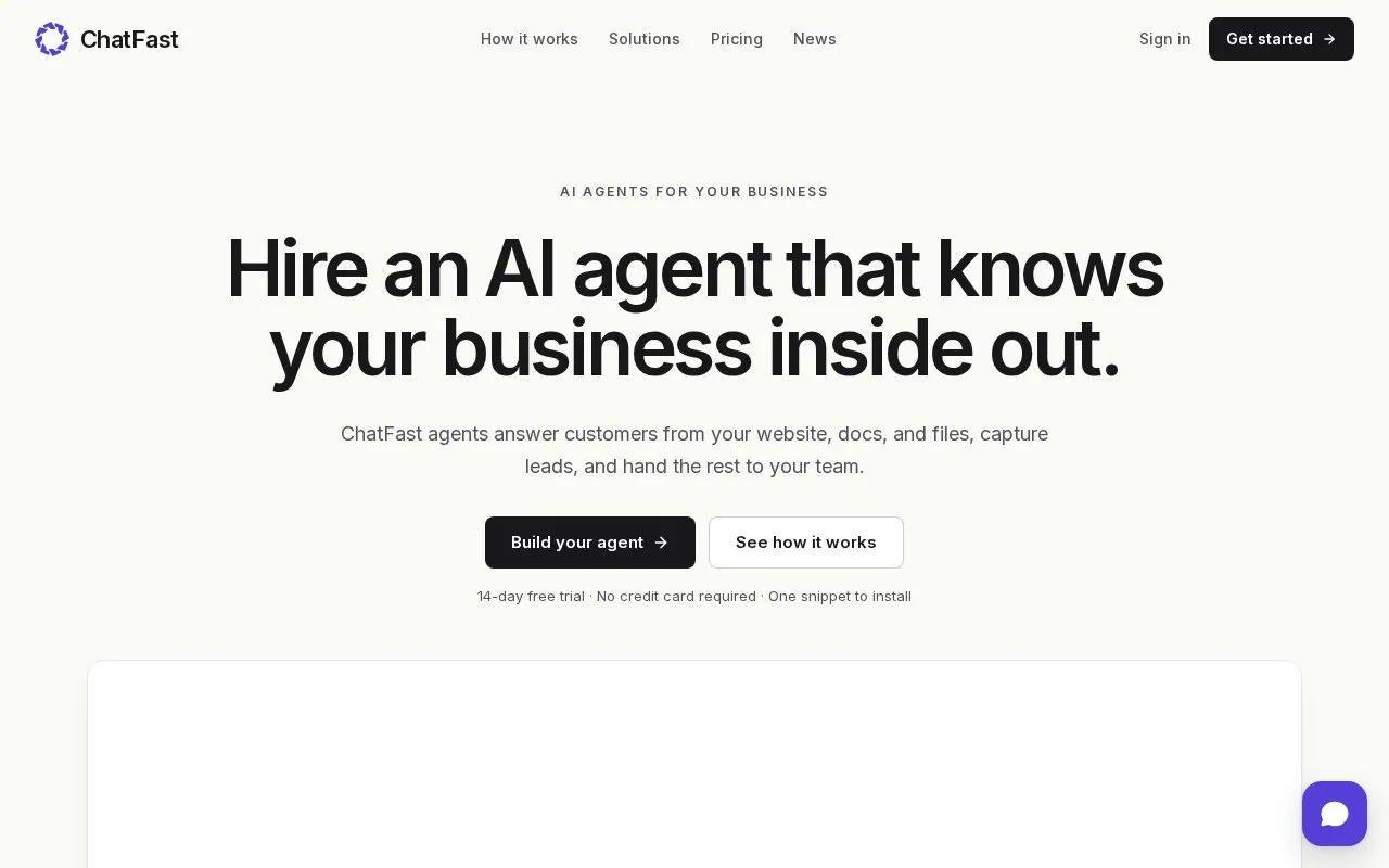 ChatFast homepage screenshot