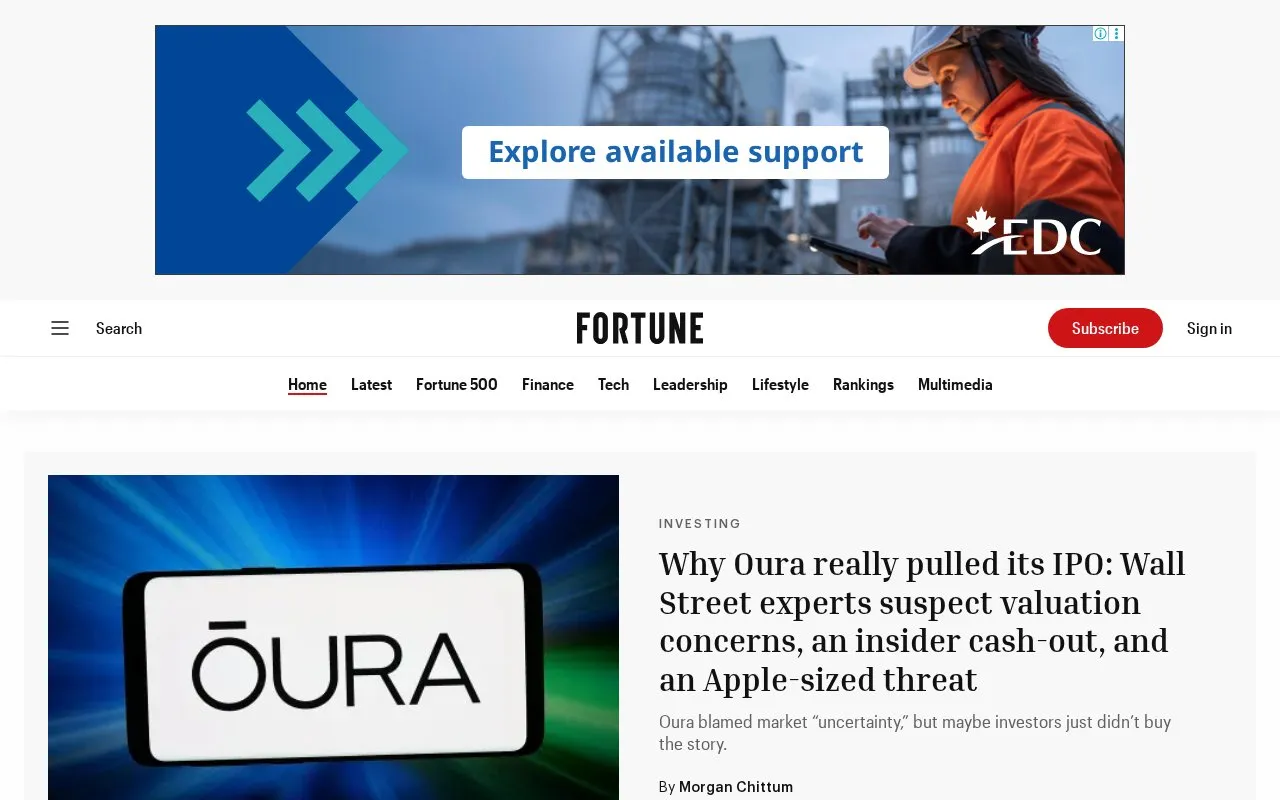 Fortune homepage screenshot