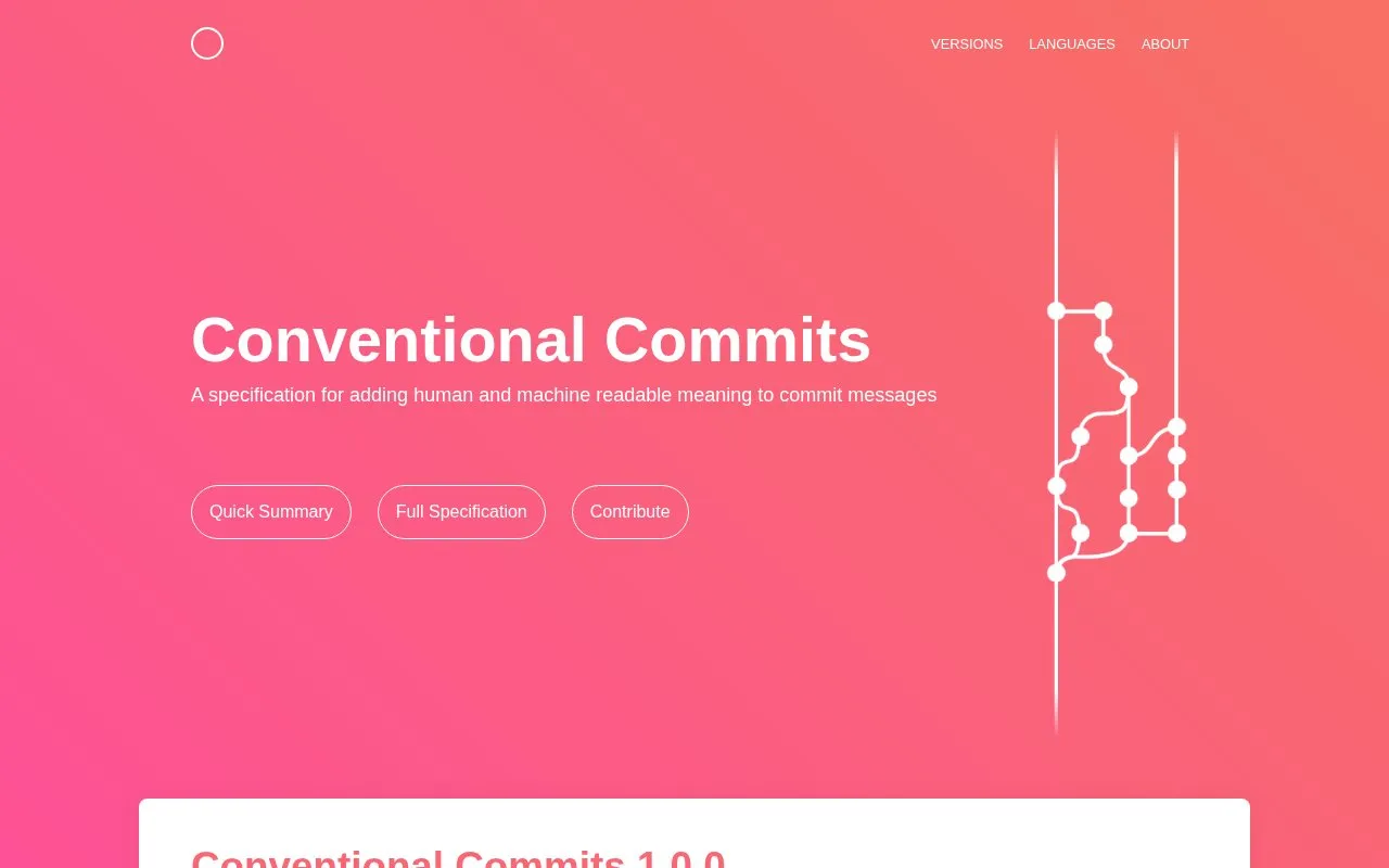Conventional Commits homepage screenshot