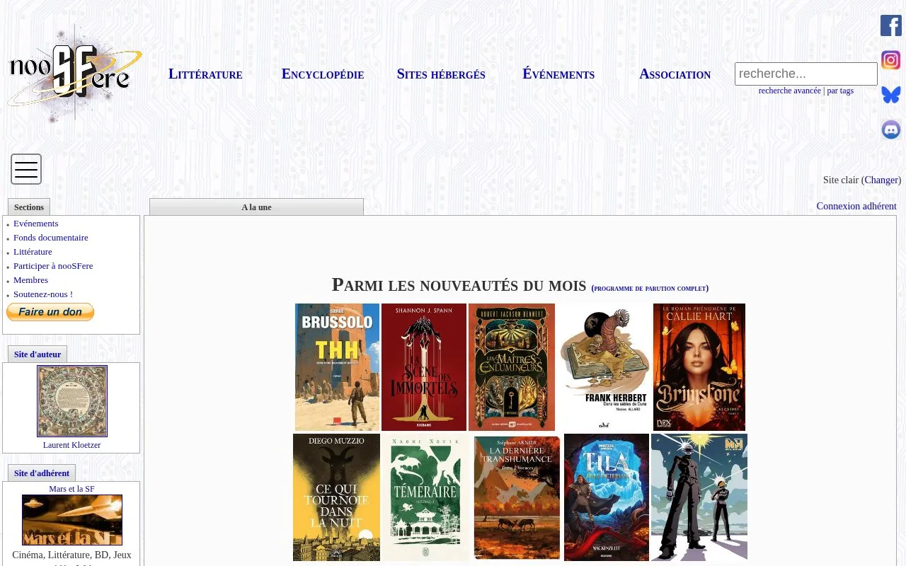 nooSFere homepage screenshot