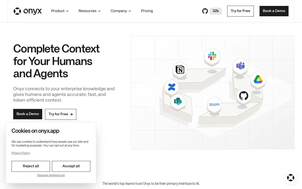 Onyx homepage screenshot