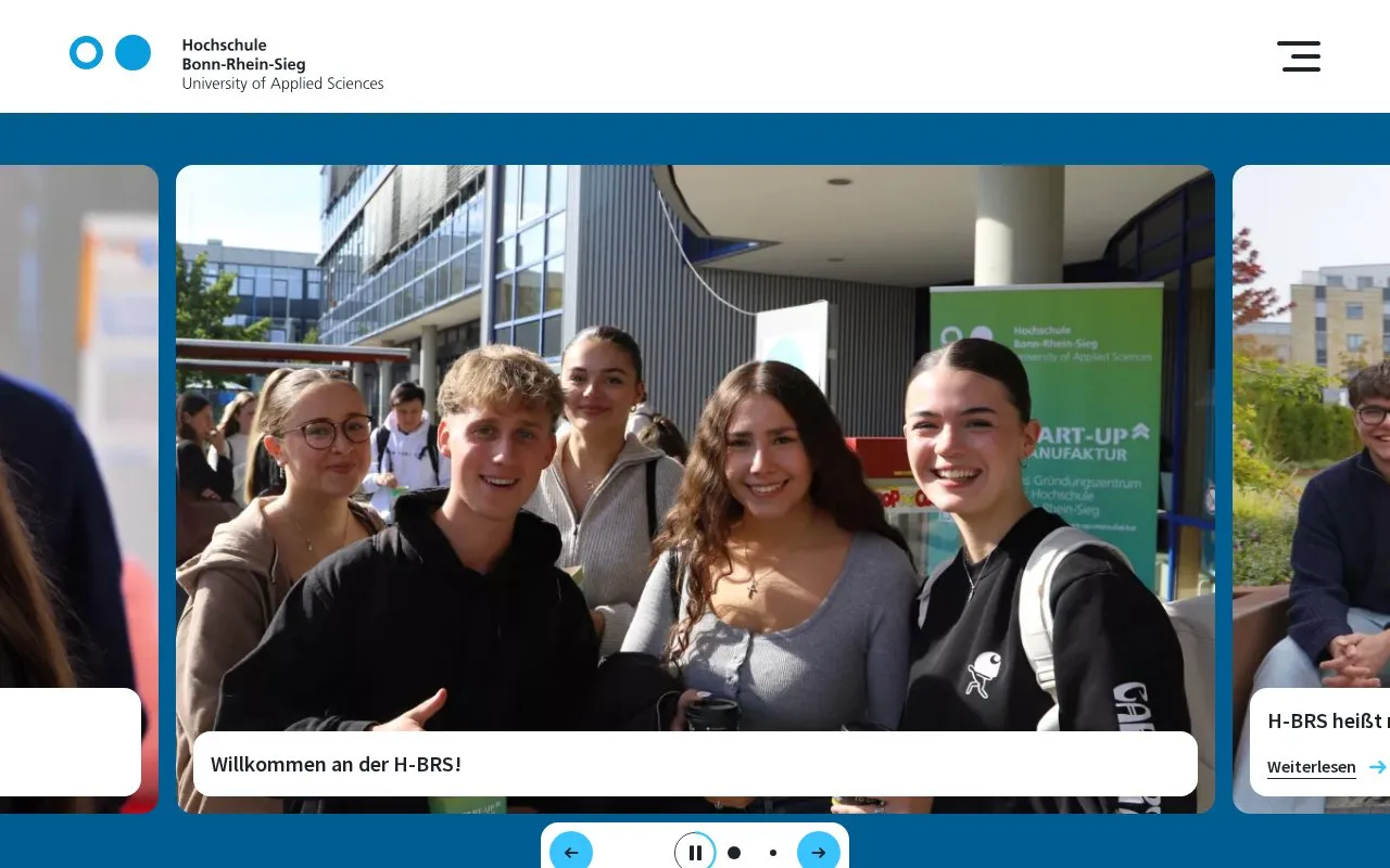 Hochschule Bonn-Rhein-Sieg homepage screenshot