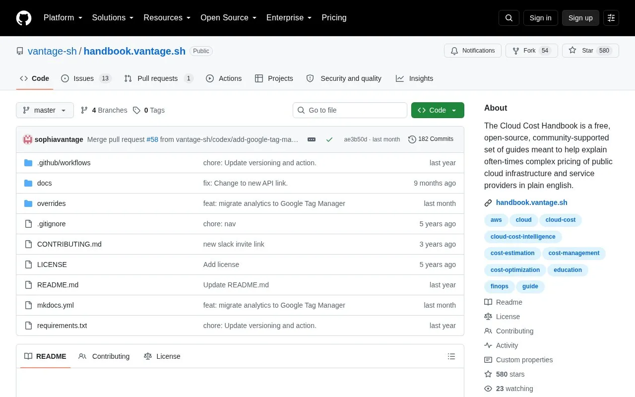 Handbook.vantage.sh homepage screenshot