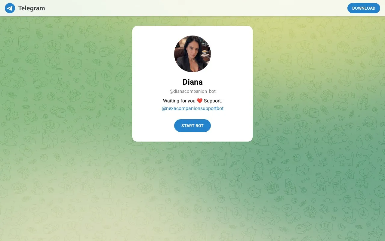 @dianacompanion_bot homepage screenshot