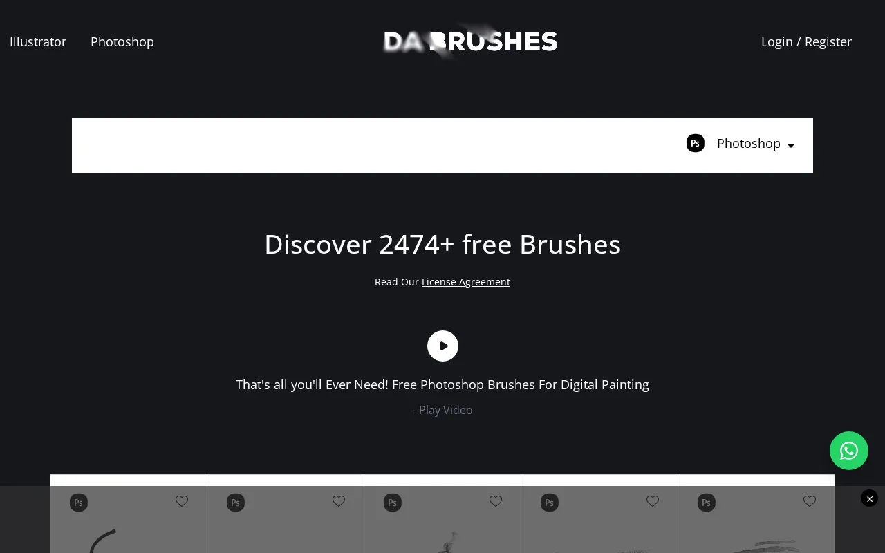 daBrushes homepage screenshot