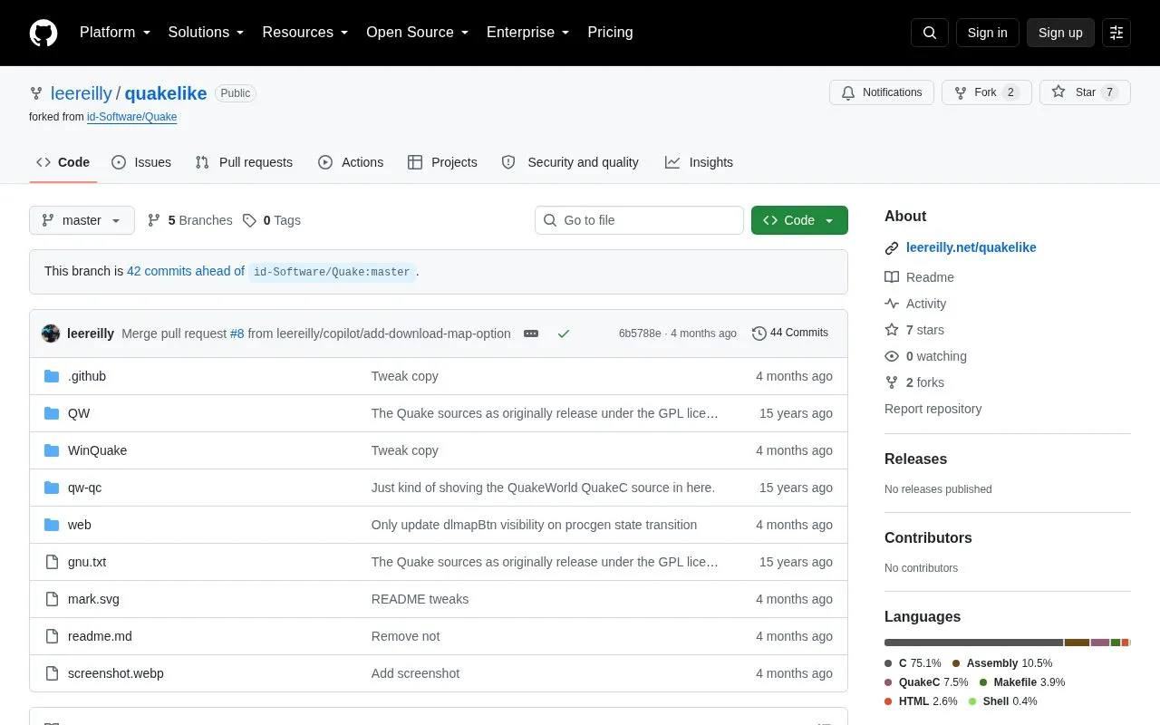 Quakelike homepage screenshot