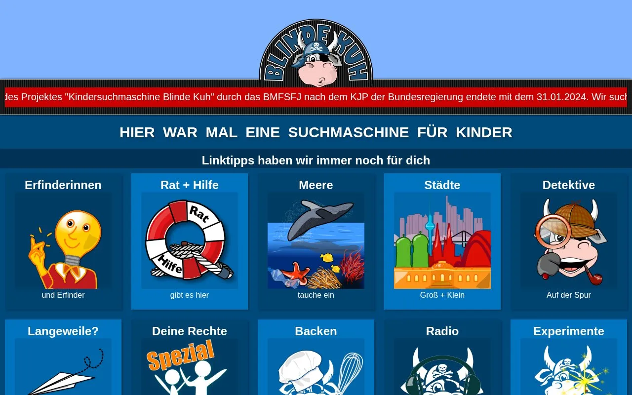 Blinde Kuh homepage screenshot