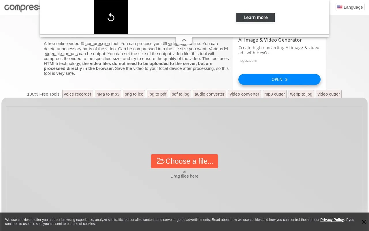 Compress Video Online homepage screenshot