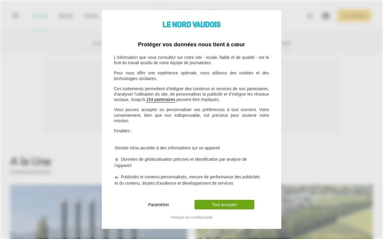 Le Nord Vaudois homepage screenshot
