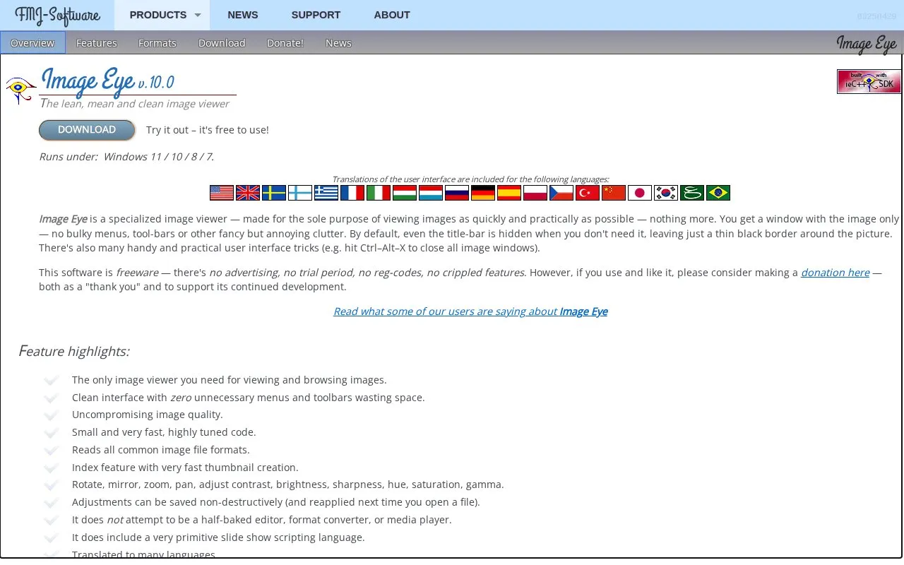 Image Eye homepage screenshot