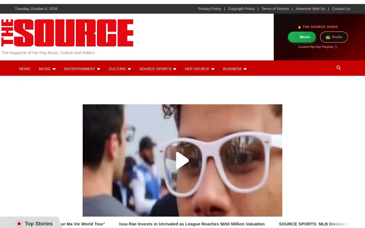 The Source homepage screenshot