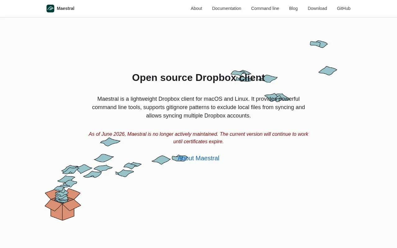 Maestral homepage screenshot