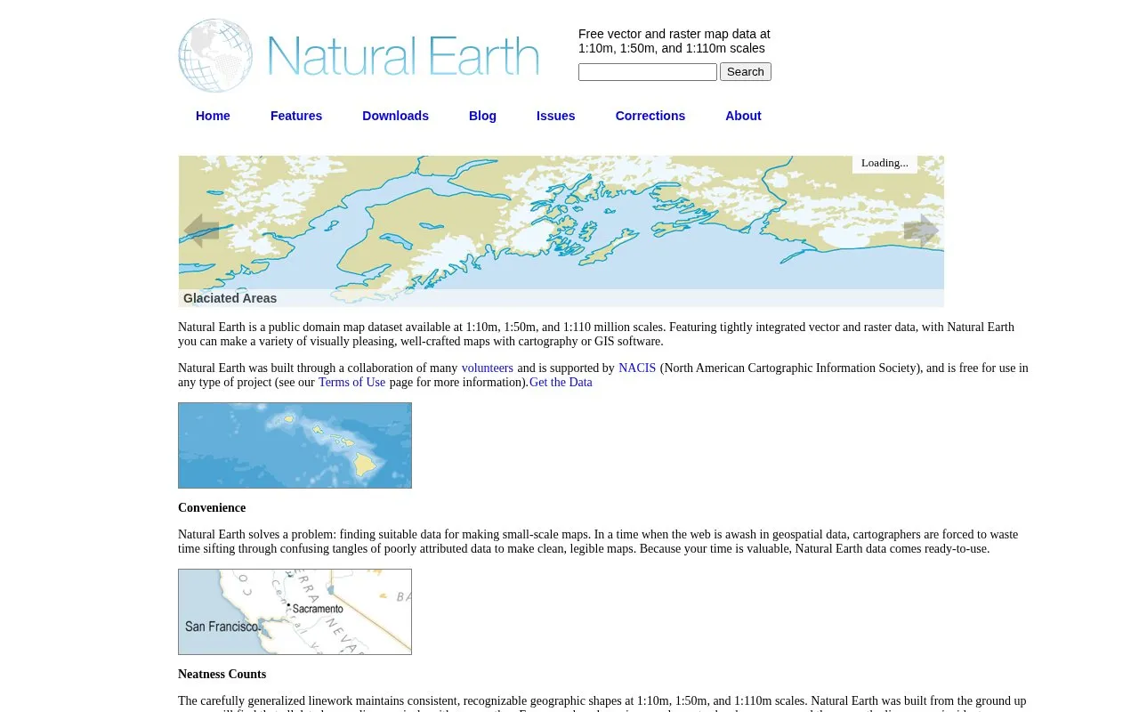 Natural Earth homepage screenshot