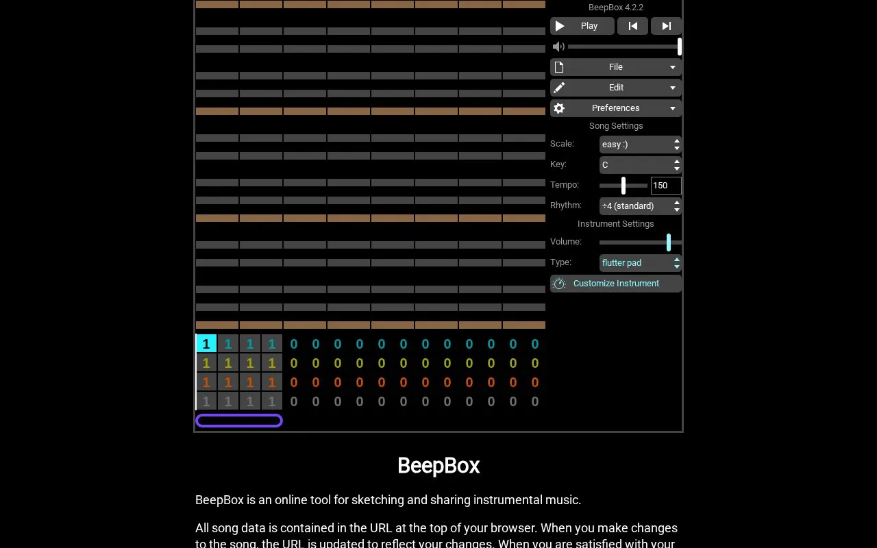 BeepBox homepage screenshot