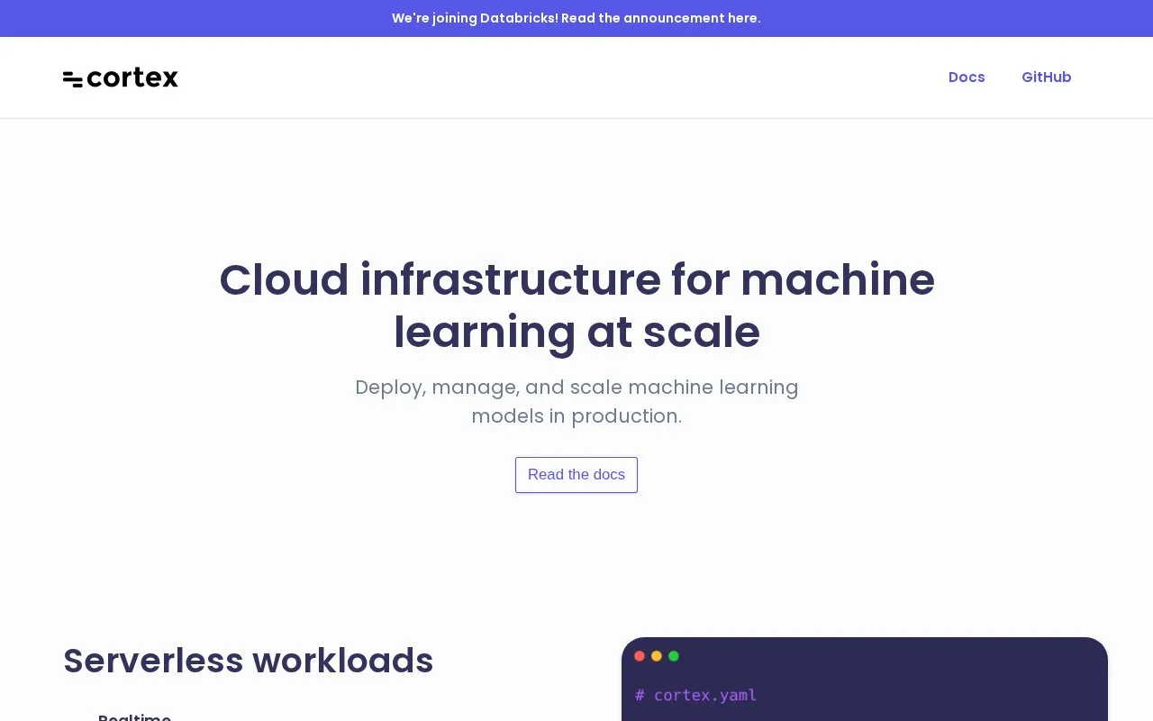 Cortex homepage screenshot
