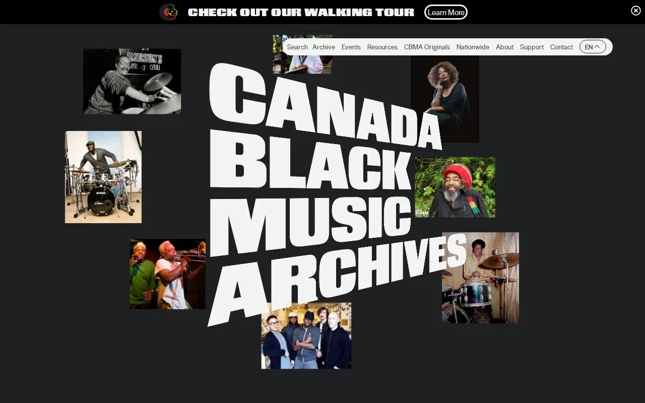 Canada Black Music Archive homepage screenshot