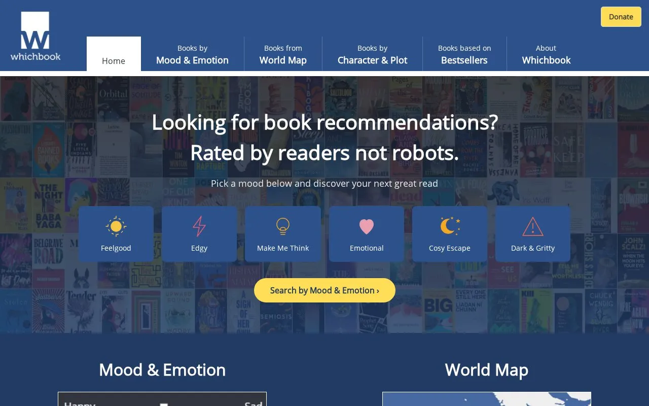 Whichbook homepage screenshot