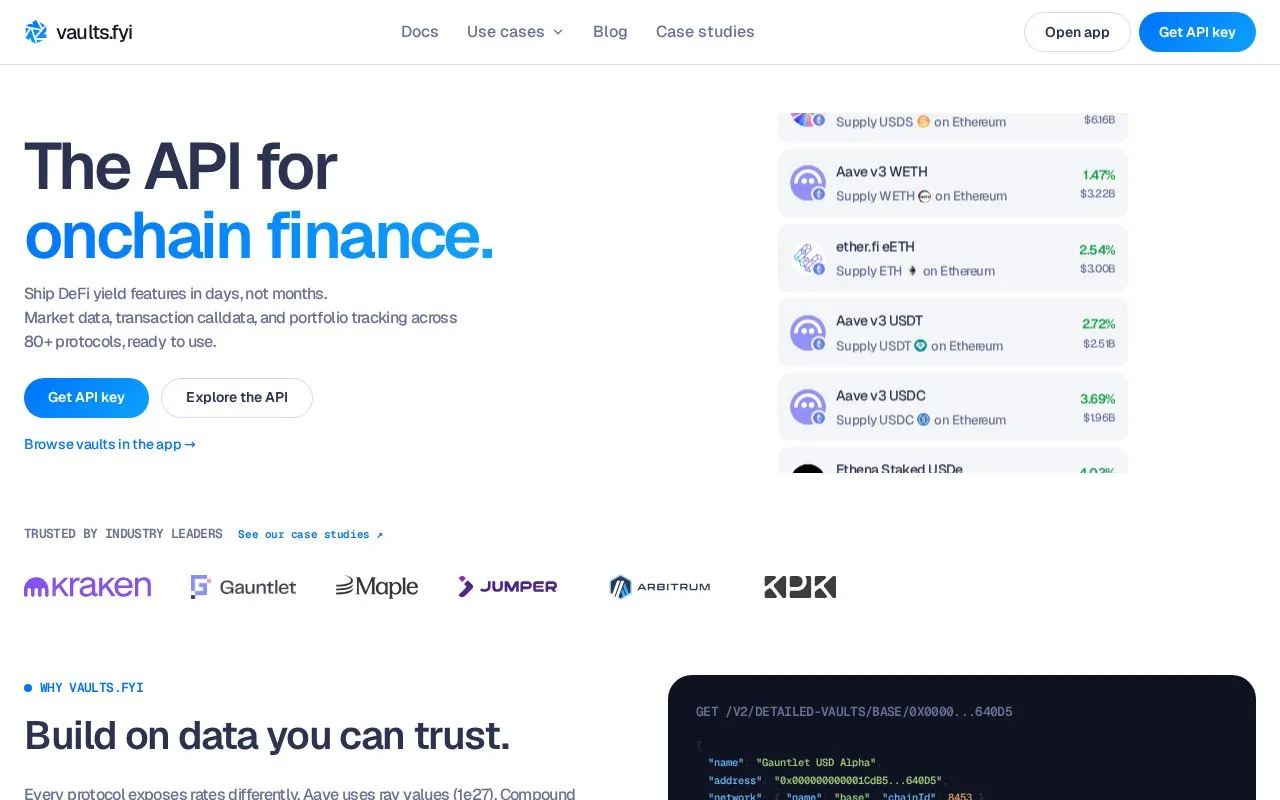 vaults.fyi homepage screenshot