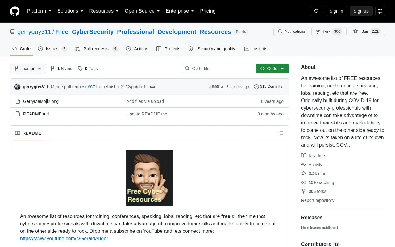 Free Cyber Resources homepage screenshot