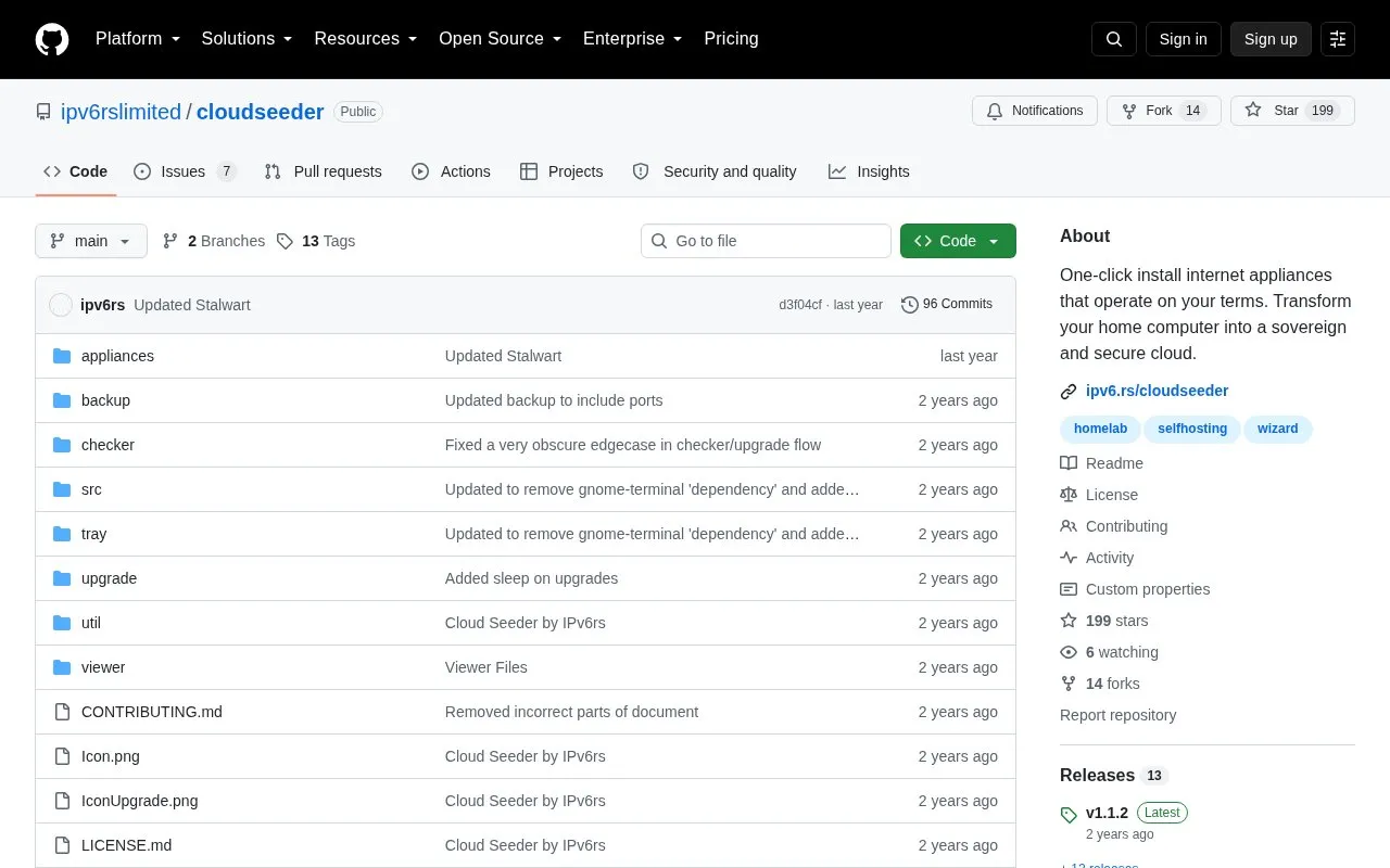 Cloud Seeder homepage screenshot
