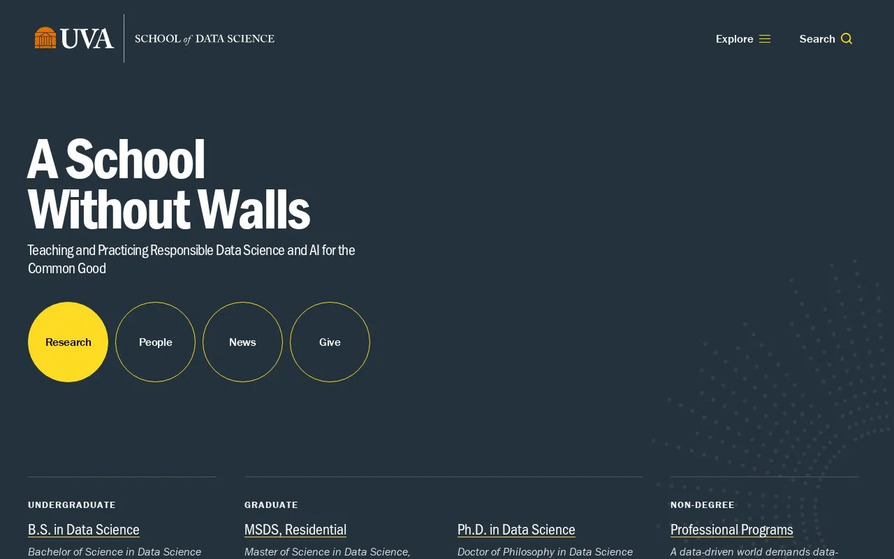 Data Science Degree @ UVA homepage screenshot
