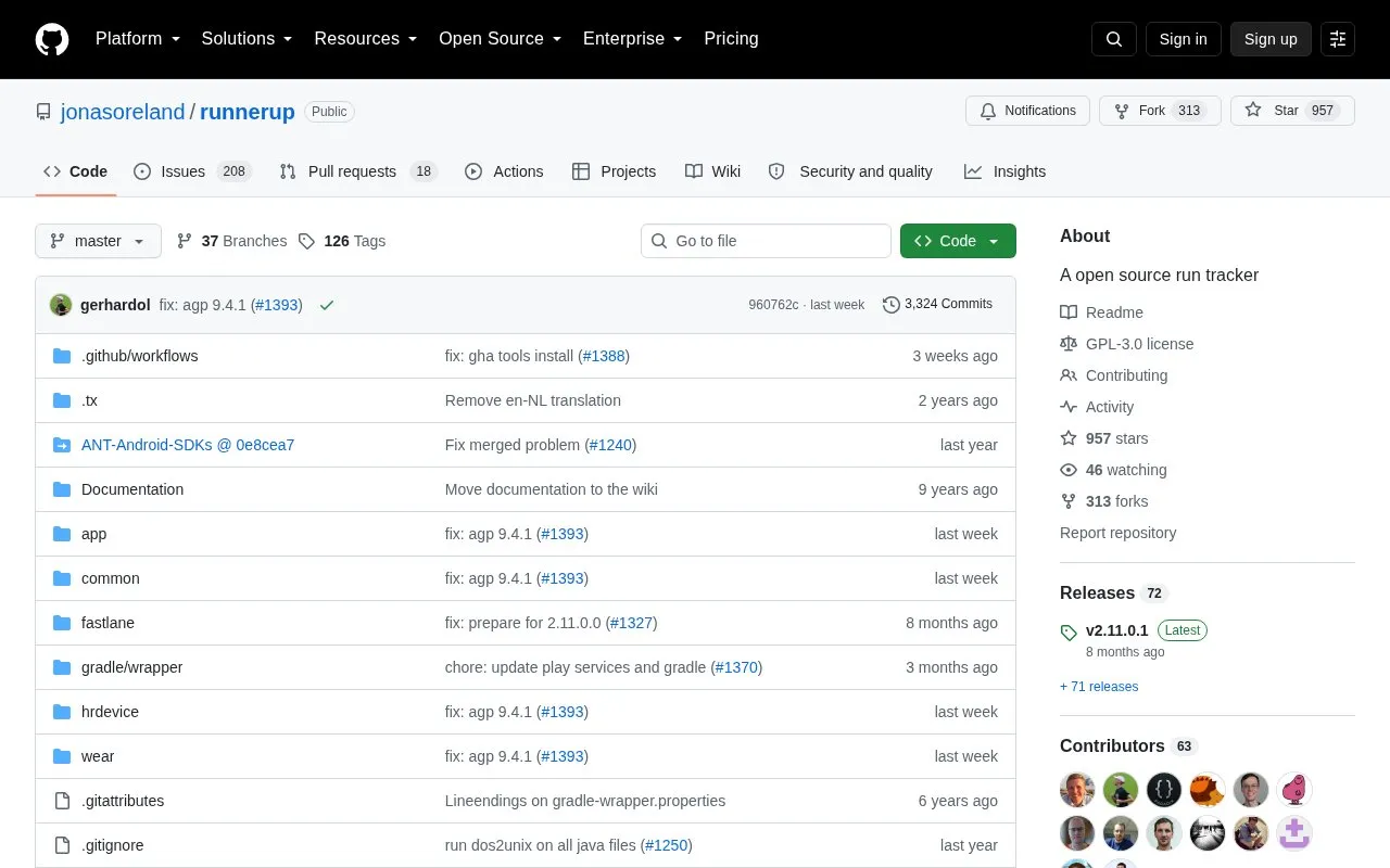 RunnerUp homepage screenshot